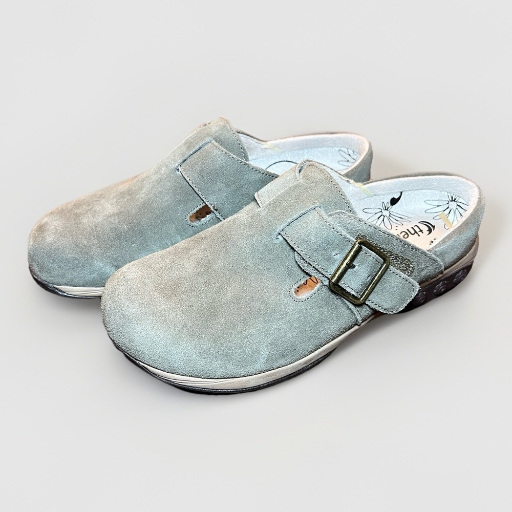 THERAFIT Mindy Arch Support Adjustable Leather Clog, Amber Taupe Size 38 (7.5-8)